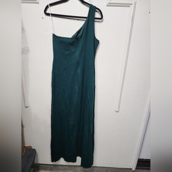 Lulus Good Times Only Hunter Green One-Shoulder Maxi Dress 1X Wedding Party Prom - Picture 8 of 9